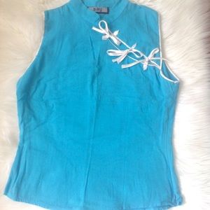 Mandarin Collar Blue Top